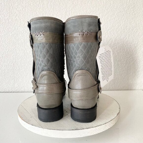 NEW Lane Womens Gray Quilted Mid-Calf Boots With Zipper & Buckle Accents Size 9 - Picture 3 of 11
